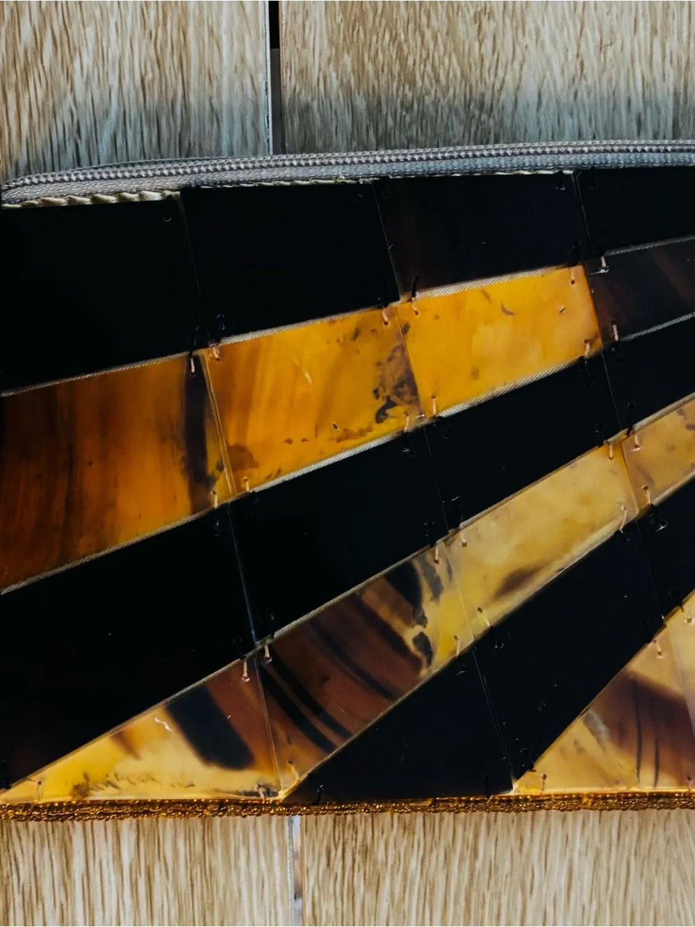 Horn Mosaic Clutch - Black & Amber